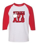 3/4 sleeved strike out als baseball shirts